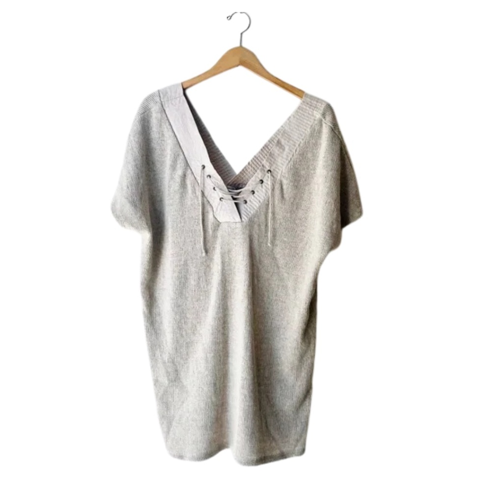 Zara Neutral Lace-Up Tunic Dress NWT | Wear as Top or Dress | Size M